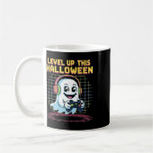 Retro Pixel Ghost Gamer Halloween Cute Spooky Gami コーヒーマグカップ (左)