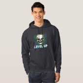Retro Pixel Level Up Gamer Skull Hoodie パーカ (正面フル)