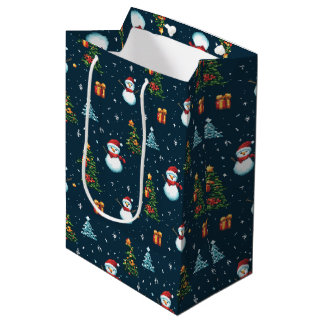 Retro-Pixel-Weihnachten im 8-Bit-Stil ミディアムペーパーバッグ