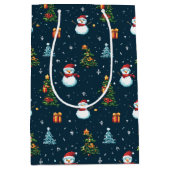 Retro-Pixel-Weihnachten im 8-Bit-Stil ミディアムペーパーバッグ (正面)