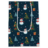 Retro-Pixel-Weihnachten im 8-Bit-Stil ミディアムペーパーバッグ (裏面)