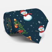 Retro-Pixel-Weihnachten im 8-Bit-Stil Krawatte ネクタイ (ロール)