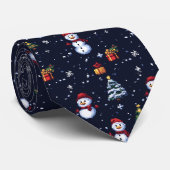 Retro-Pixel-Weihnachten im 8-Bit-Stil Krawatte ネクタイ (ロール)