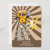 Retro Pizza and Bowling Birthday Invitation 招待状 (正面)