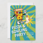 Retro Pizza and Bowling Birthday Invitation 招待状 (正面)