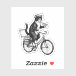 Retro Pizza Delivery Cat  シール