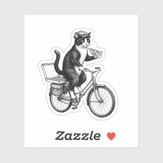 Retro Pizza Delivery Cat  シール (シート)