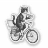 Retro Pizza Delivery Cat  シール (正面)