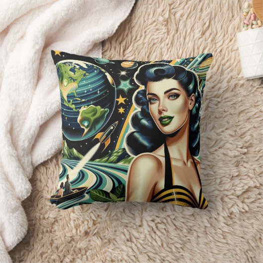 Retro Planet Pin-Up クッション (ブランケット)