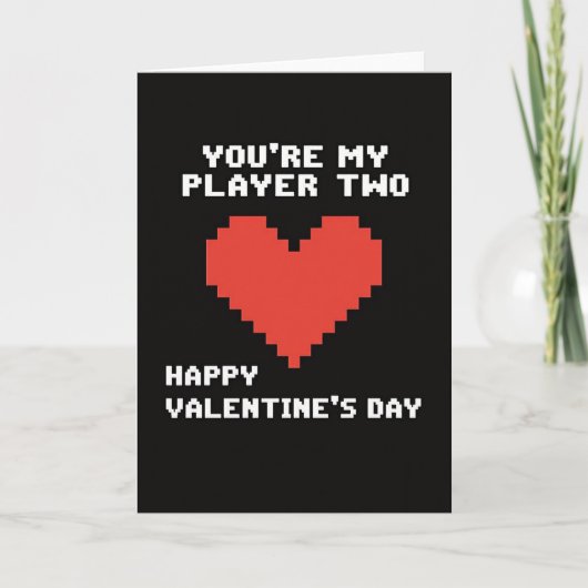 Retro Player Two Valentines Card カード (正面)