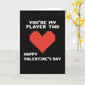 Retro Player Two Valentines Card カード (黄色い花)