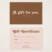 Retro Playful Minimalist Pink Brown Certificate (正面&裏面)