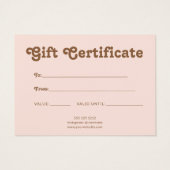 Retro Playful Minimalist Pink Brown Certificate (裏面)