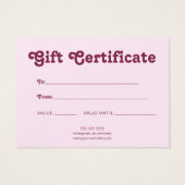 Retro Playful Minimalist Pink Certificate (裏面)