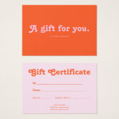 Retro Playful Minimalist Pink Orange Certificate (正面&裏面)
