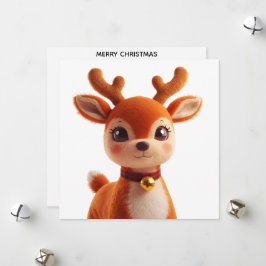 Retro Plush Reindeer Christmas Art シーズンカード