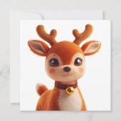 Retro Plush Reindeer Christmas Art シーズンカード (正面)