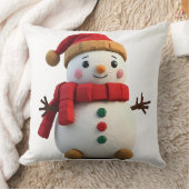 Retro Plush Snowman With Scarf Christmas クッション (ブランケット)