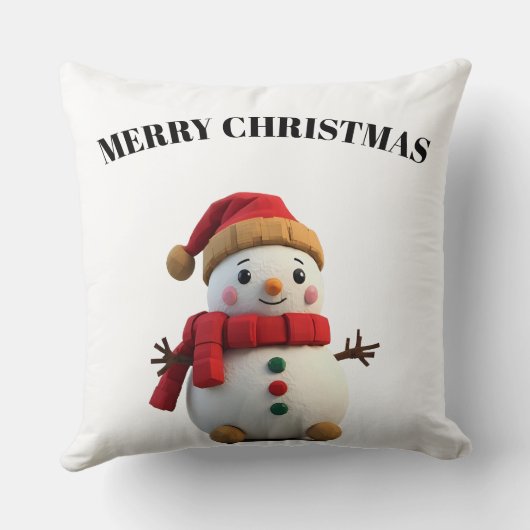 Retro Plush Snowman With Scarf Christmas クッション (裏面)