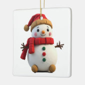 Retro Plush Snowman With Scarf Christmas セラミックオーナメント (左)