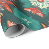 Retro Poinsettia Burst Christmas Pattern ラッピングペーパー (ロールコーナー)