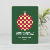 Retro Polka Dot Christmas Ornament Holiday Card シーズンカード (スタンド正面)