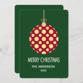 Retro Polka Dot Christmas Ornament Holiday Card シーズンカード (正面/裏面)