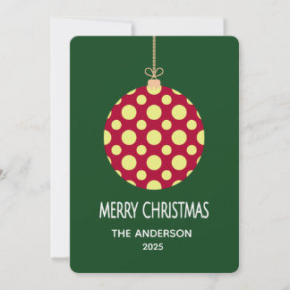 Retro Polka Dot Christmas Ornament Holiday Card シーズンカード