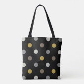 Retro Polka Dots Black Mustard Name Personalized トートバッグ (裏面)
