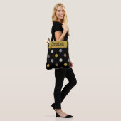 Retro Polka Dots Black Mustard Name Personalized トートバッグ (モデル)