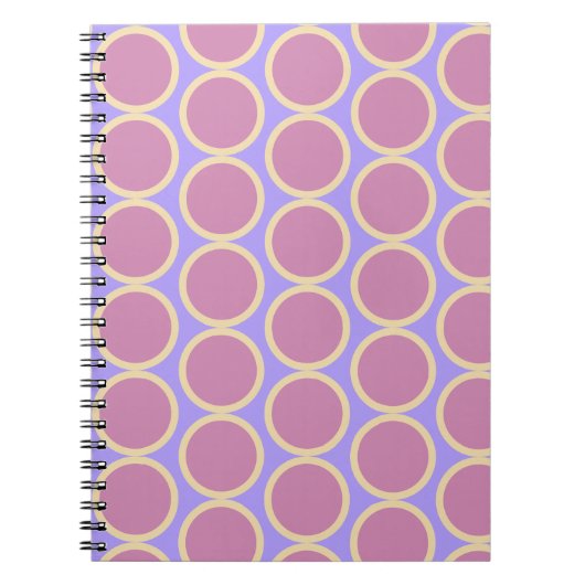 Retro Polka Dots Pink Purple & Yellow Design  ノートブック (正面)
