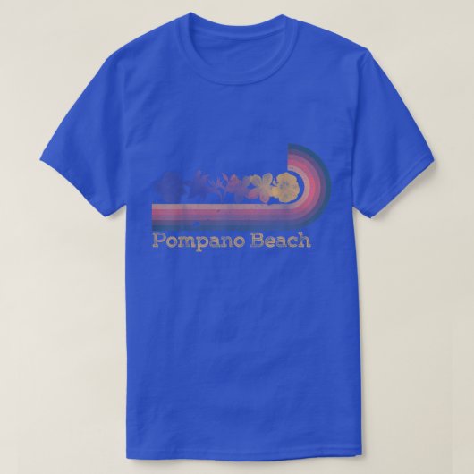 Retro Pompano Beach Tropical Flowers 80s Style Sur Tシャツ (デザイン正面)
