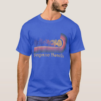 Retro Pompano Beach Tropical Flowers 80s Style Sur Tシャツ
