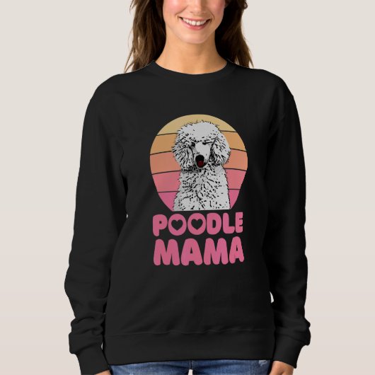 Retro Poodle Mama with heart Cute Poodle スウェットシャツ (正面)