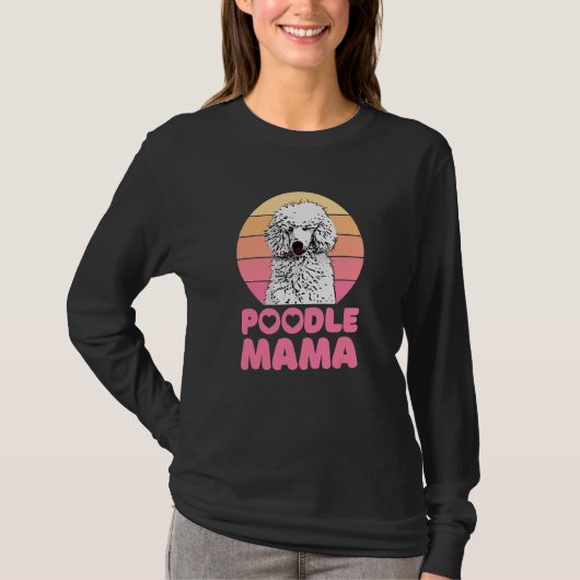 Retro Poodle Mama with heart Cute Poodle Tシャツ (正面)