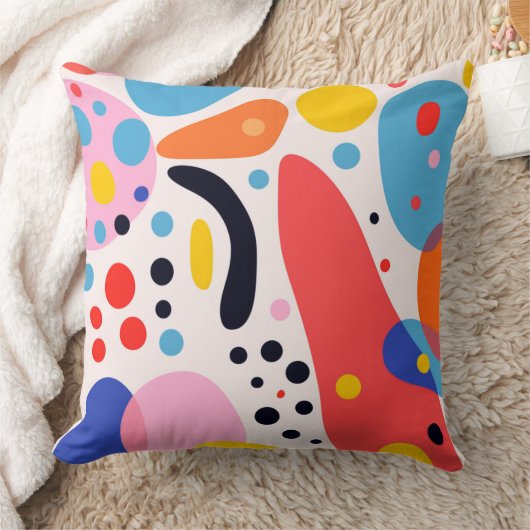 Retro Pop Abstract Blobs Pillow クッション (ブランケット)