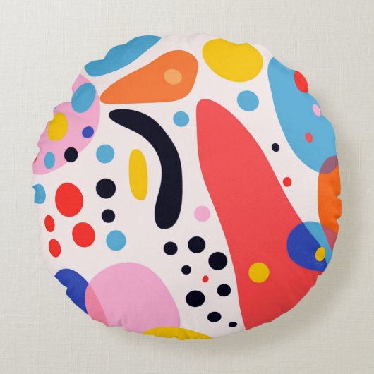 Retro Pop Abstract Blobs Pillow ラウンドクッション (正面)