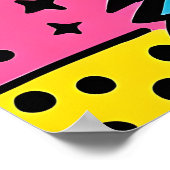 Retro Pop Art 80's Style Blue Cat ポスター (角)