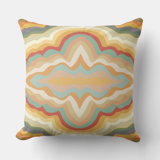 Retro Pop Art Abstract Geometric Wavy Pattern アウトドアクッション (正面)