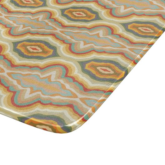 Retro Pop Art Abstract Geometric Wavy Pattern カッティングボード (角)
