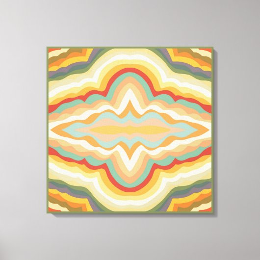 Retro Pop Art Abstract Geometric Wavy Pattern キャンバスプリント (正面)