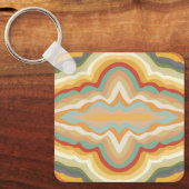 Retro Pop Art Abstract Geometric Wavy Pattern キーホルダー (正面)