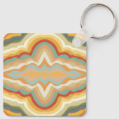 Retro Pop Art Abstract Geometric Wavy Pattern キーホルダー (裏面)