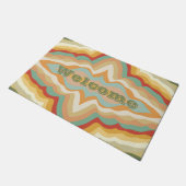 Retro Pop Art Abstract Geometric Wavy Pattern ドアマット (アングル)