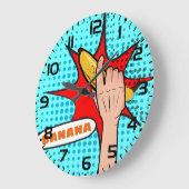 Retro Pop Art Banana Comic Book Style ラージ壁時計 (傾斜)