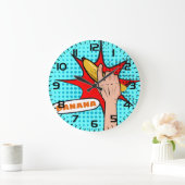 Retro Pop Art Banana Comic Book Style ラージ壁時計 (ホーム)