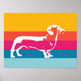 Retro Pop Art Dachshund Silhouette  ポスター
