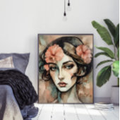 Retro Pop Art Female Illustration Poster ポスター