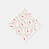 Retro Pop Art Lips & Heart Cherry Red スタンダードカクテルナプキン (角)