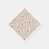 Retro Pop Art Lips & Heart Terracotta Red スタンダードカクテルナプキン (角)